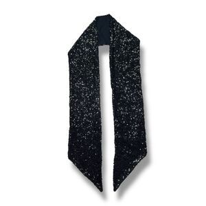 Black Rectangular Scarf with Sparkling Sequins X Daytime to Evening Looks Women